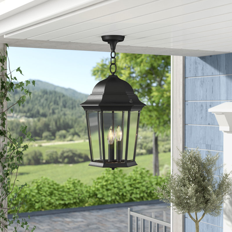Lanterne suspendue d'extérieur 3 lumières Heaney, H 20 po x l 12,5 po x P 12,5 po, Noir texturé