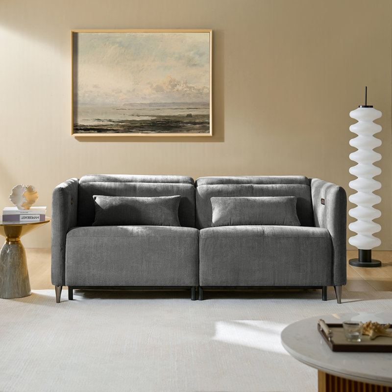 Teekam 73.25"W Power Reclining Zero Gravity Sofa with Adjustable Headrest And Footrest, Gray