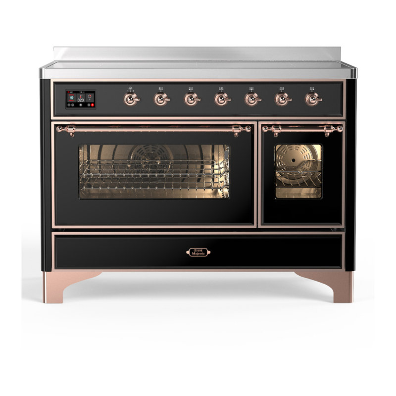 Majestic III Series 48 Inch Induction Range with 6 Induction Elements in Glossy Black (Copper Trim), Copper, Glossy Black