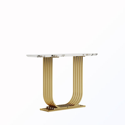 Wooden Imitation Marble Counter Top Console Table