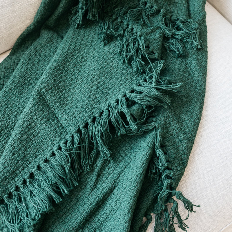 Wethersfield Knitted Throw Blanket, Emerald