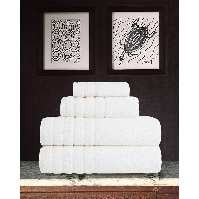 Ensemble de serviettes 100% coton turc Shantae - pièce, moelleux, léger et très absorbant - ensemble de 4, Blanc neige