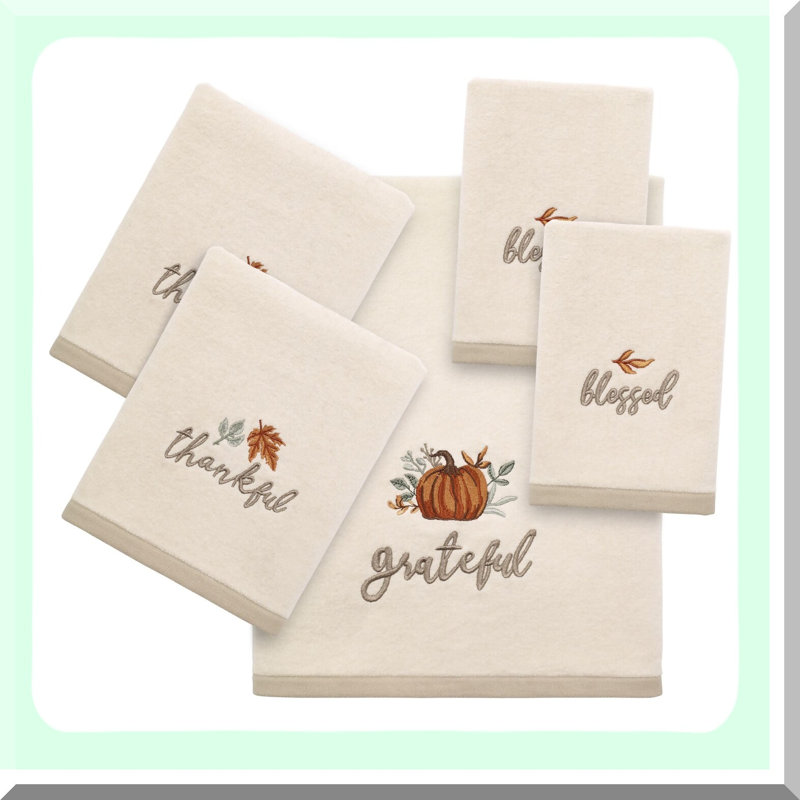 Autumn Bliss Cotton Hand Towels - Soft & Absorbent, Set of 2, Perfect Fall Home Decor