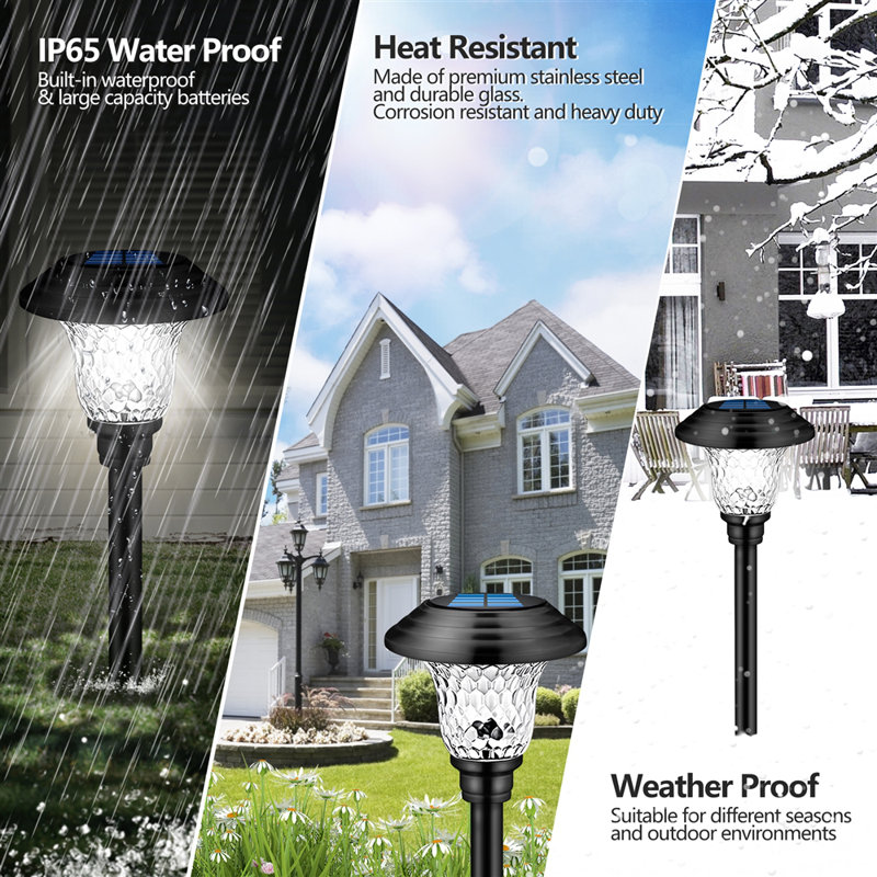 16.3'' Solar Powered Integrated LED Outdoor Floor Lamp, Black