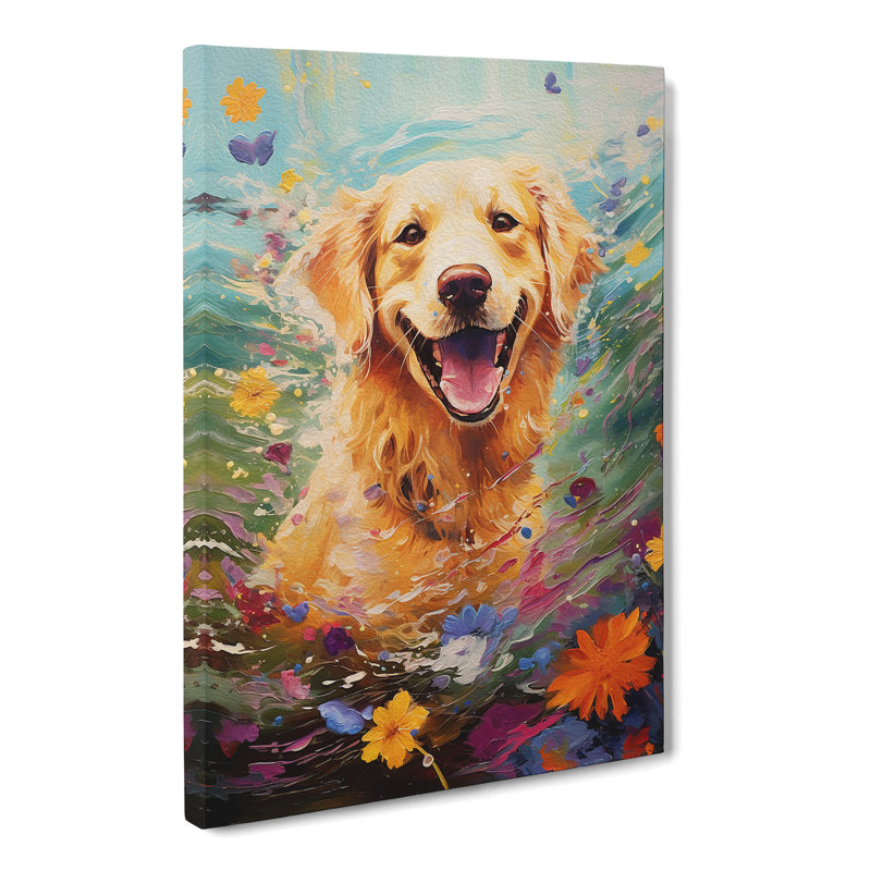 Golden Retriever Impressionism No.2 - Print, 60cm H x 40cm W x 3cm D