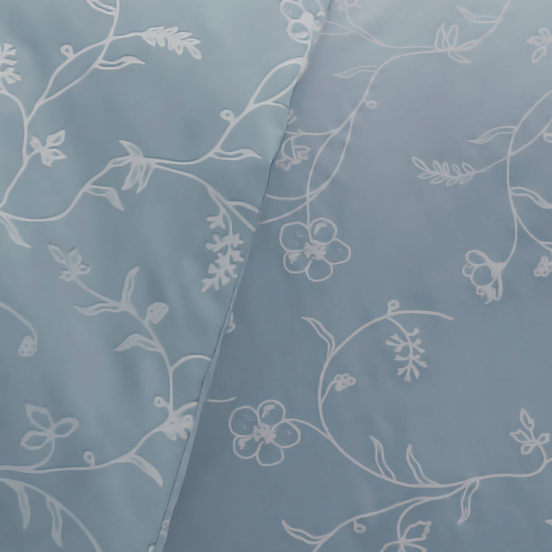Southshore Fine Linens Sweetbrier Duvet Cover Set with 2 Pillow Shams, Sky Blue, 100% Long-Staple Cotton 300 Thread Count Sateen Floral Bedding, King / California King