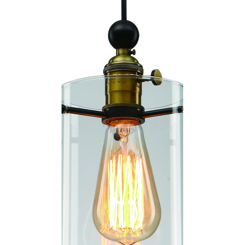 Industrial 1 Light Glass Cylinder Pendant