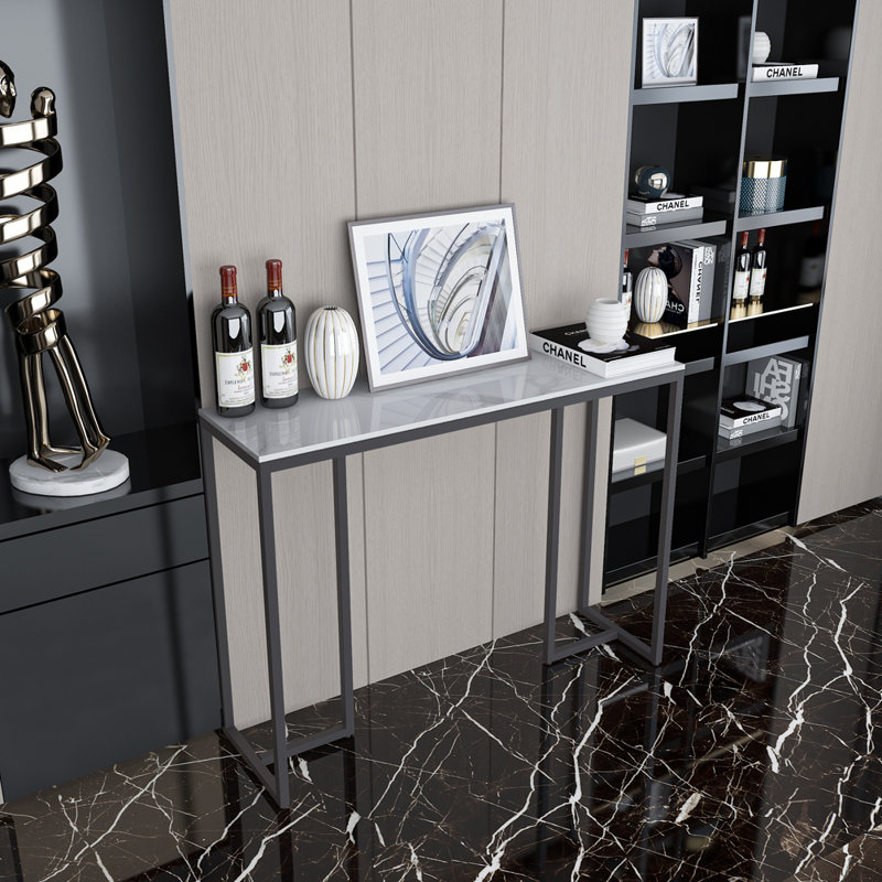Dali 254cm Marble Top Console Table, White Marble