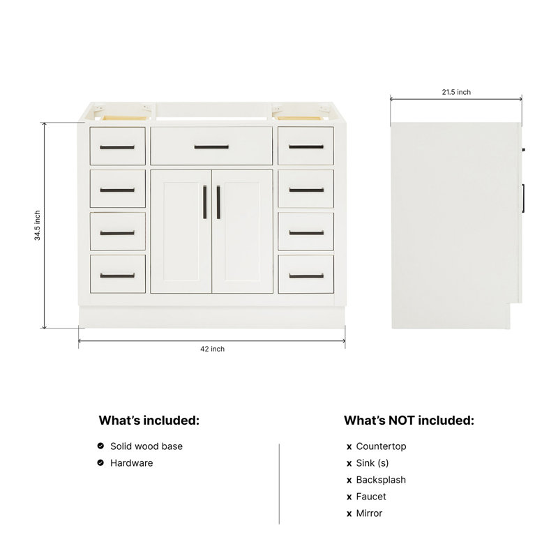 42" Single Bathroom Vanity Base only, White