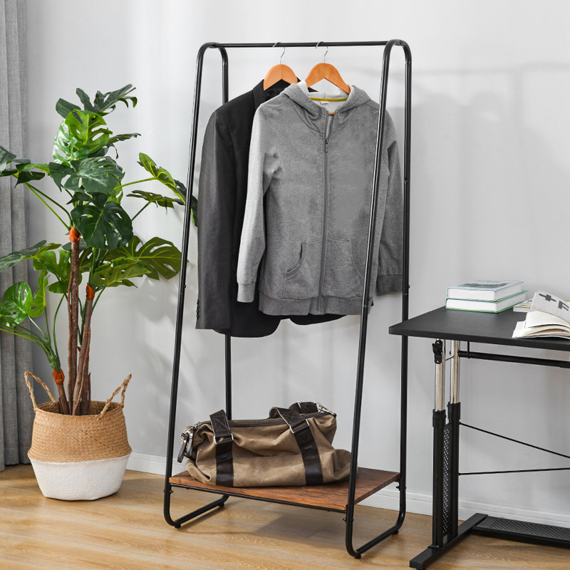 Mishler 104cm Clothing Rack, Black/Wood