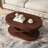 Wood Oval Coffee Table with Open Storage-818556597