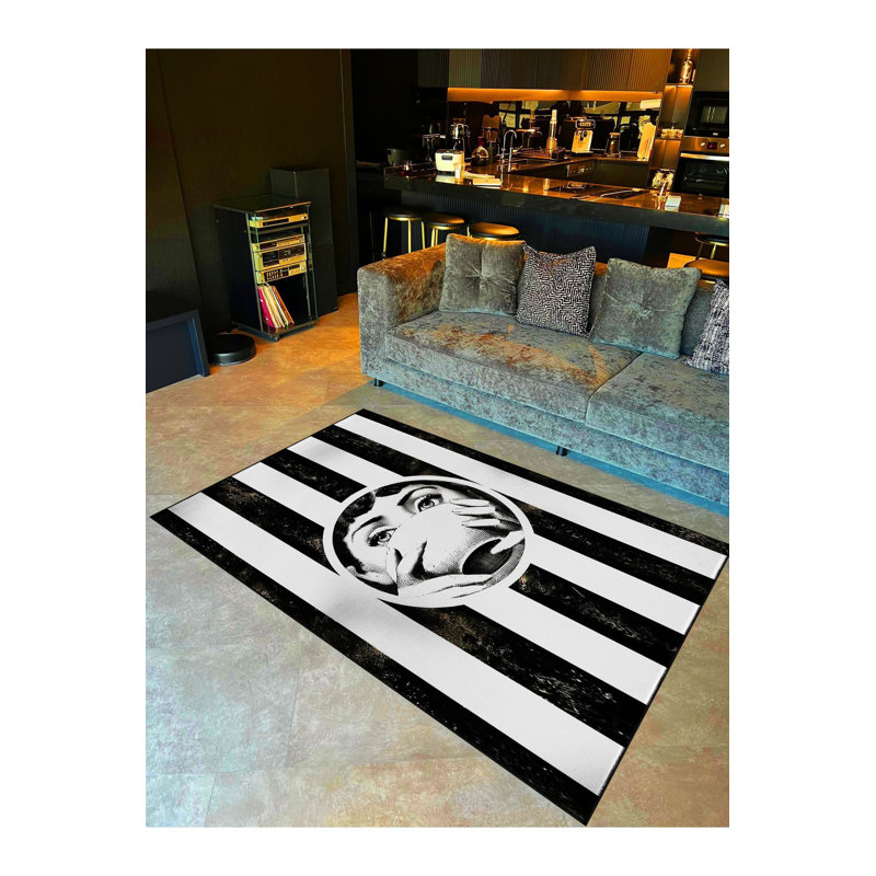 Tapis noir lavable à motif de bonnet noir, Sous-tapis rectangulaire 3 pi 11 po x 5 pi 11 po i
