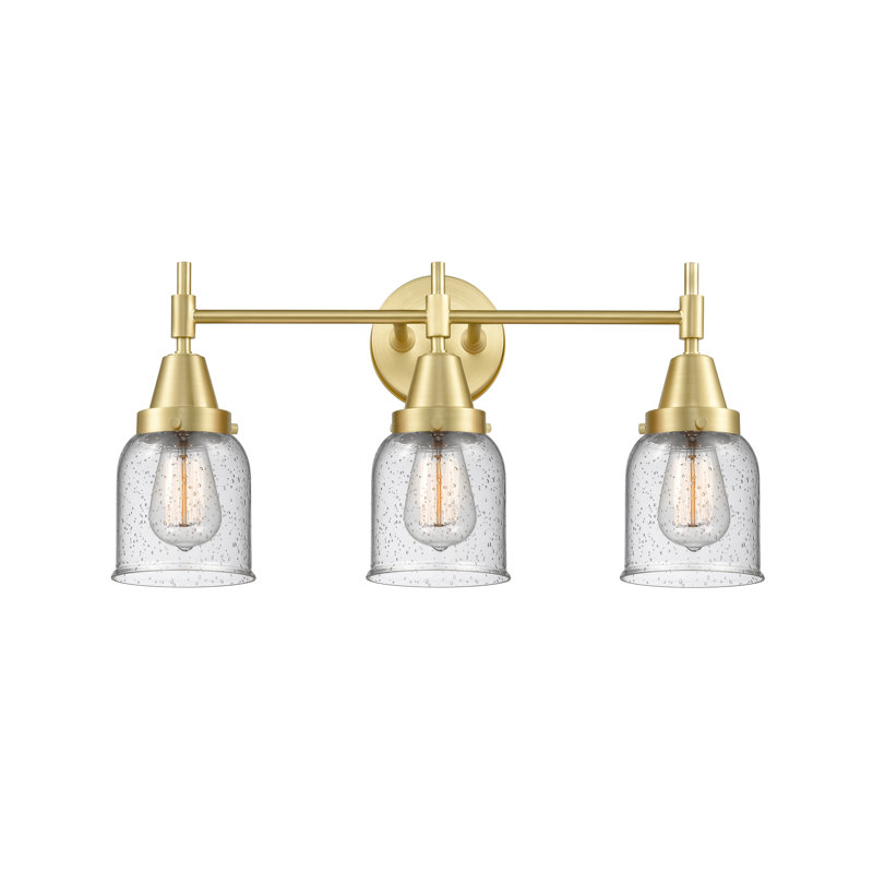 Gayle 3 - Light Dimmable Vanity Light, Satin Brass, Seedy, 4 Watt Vintage LED Bulb