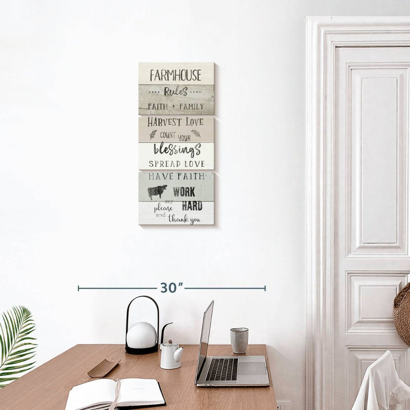 Plaque murale Farmhouse Rules, H 27 po x l 12 po