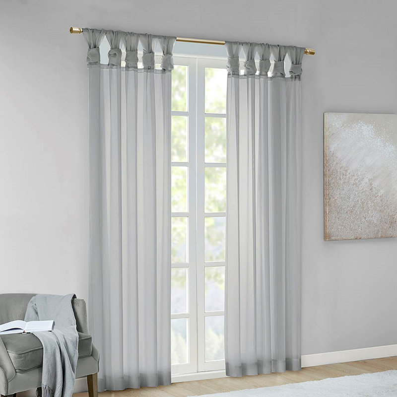Paire de fenêtres transparentes Twist Tab, L 50 po x L 84 po, Gris clair