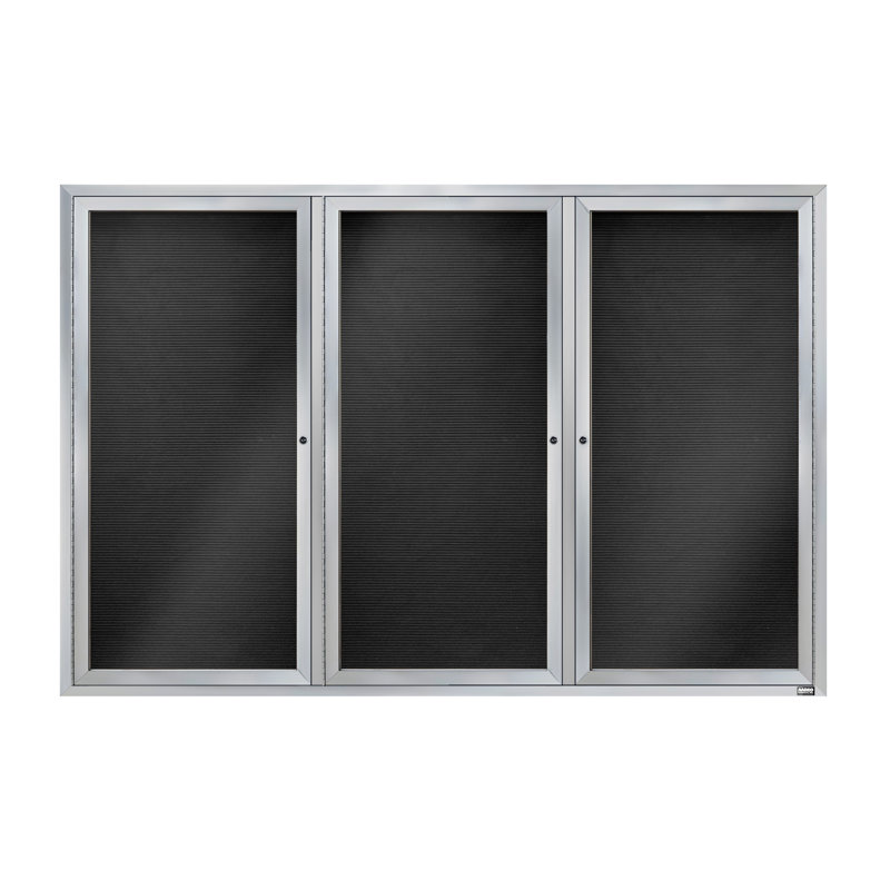 Tableau d'affichage mural fermé pour armoire d'annuaire, Clair satiné anodisé, Trois, 48 po x 72 po