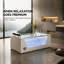 Baignoire balnéo autoportante en acrylique 170 x 71 cm avec chauffe-eau thermostatique, 8 jets d'eau, 8 jets d'air DEL, audio Bluetooth, panneau de commande numérique, appuie-tête et robinetterie inclus, vidange réversible (gauche/droite), blanche