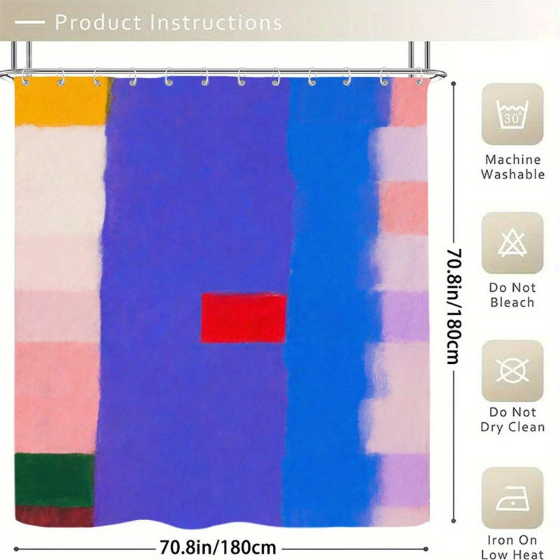 Rideaux de douche à blocs de couleur abstraits, 71 po x 71 po