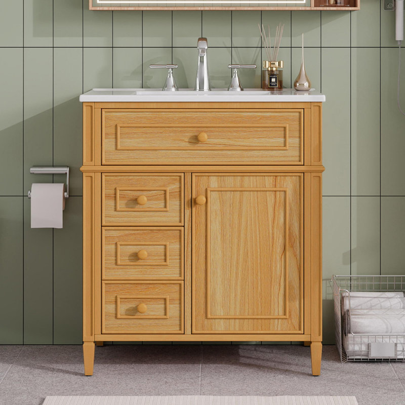 Meuble-lavabo de salle de bain avec lavabo, Bois
