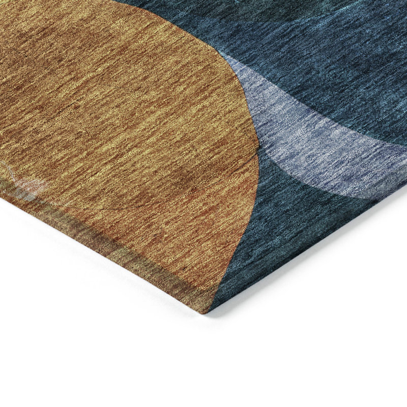 Tapis extérieur lavable abstrait vert 5 pi x 8 pi rose et bleu sarcelle