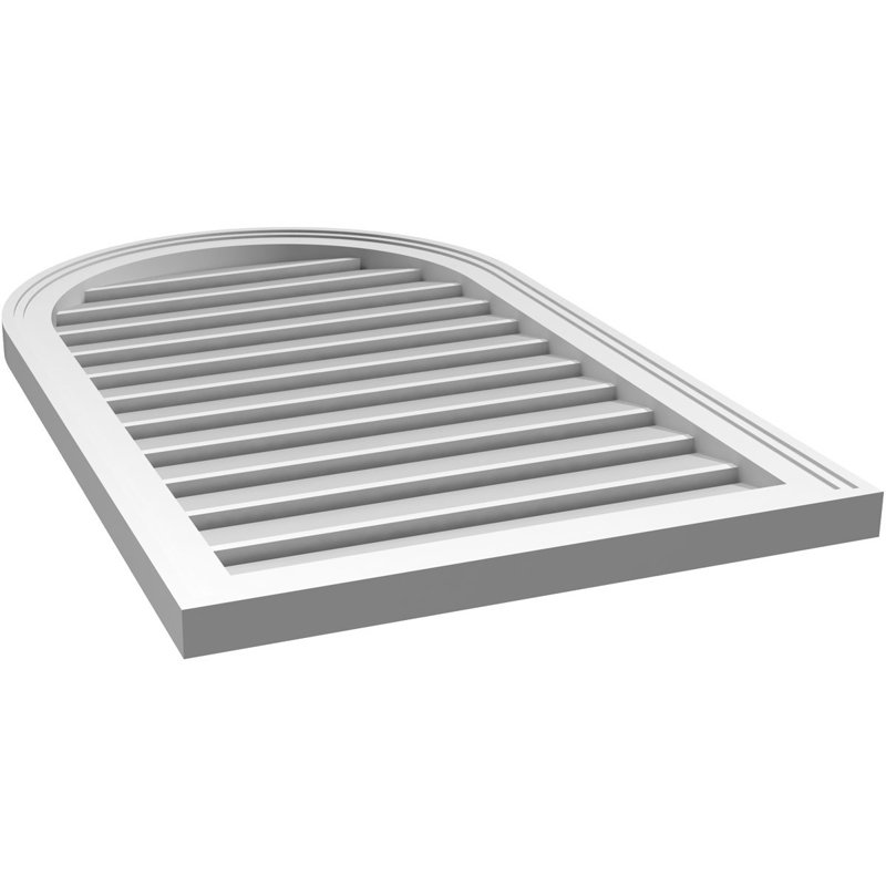 Évent à pignon fonctionnel en uréthane à surface ronde, brun clair, apprêté, 36" H x 22" W x 1.5" D