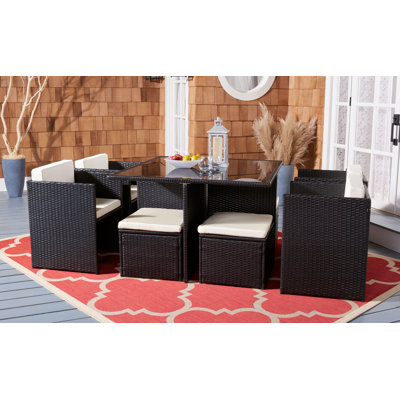 Klena 8 - Person Wicker Patio Dining Set with Square Table