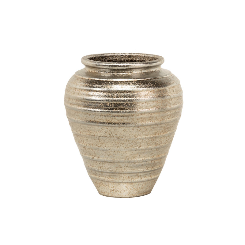Ceramic / Porcelain Floor Vase, Silver, 43" H x 36" W x 36" D