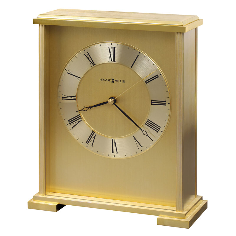Traditional Roman Numeral Metal Quartz Movement / Crystal Tabletop Clock in Brass