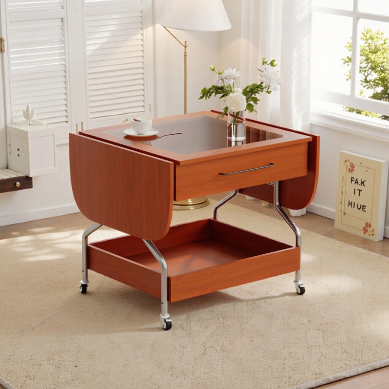 Table basse extensible moderne 47,2 po - Acajou avec roues et rangement