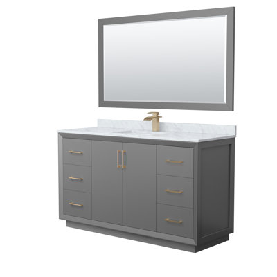 60'' Single Bathroom Vanity with Genuine Marble Top