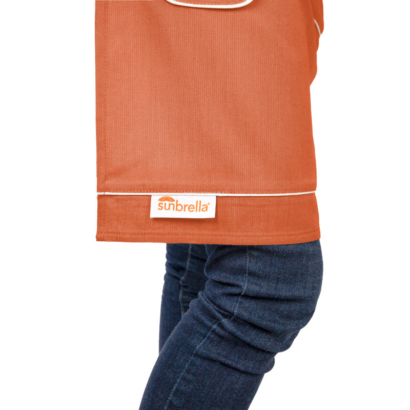 Tablier Sunbrella par Gracie Oaks 24 po x 28 po, avec sangle de cou réglable de 23 po, avec poches, résistant aux taches