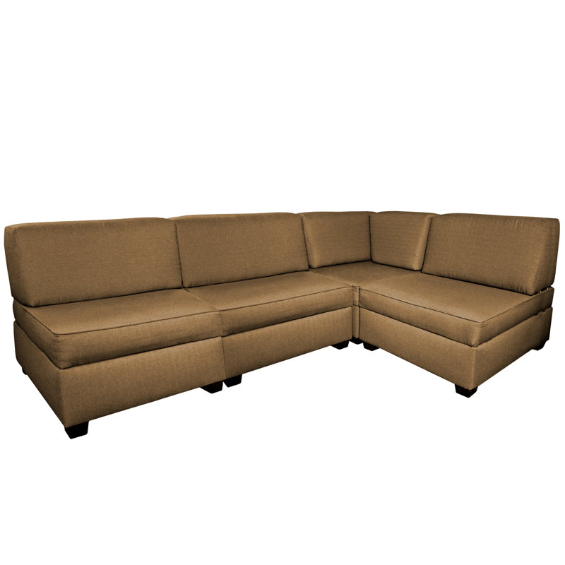 Canapé modulaire réversible de coin avec repose-pieds Anke, H 18 po x l 72 po x P 72 po, Moka brun clair