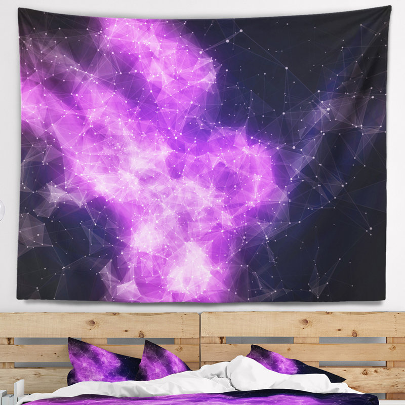 Tapisserie nebula violet fractal, H 78 po x l 92 po