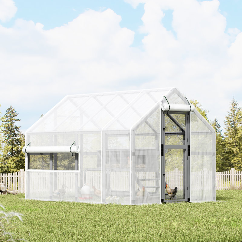 Grand poulailler extérieur avec enclos et nichoirs, poulailler en bois avec couvercle imperméable pour la volaille de basse-cour