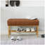 Banc de rangement rembourré pour chaussures avec siège rembourré, banc de bout avec tablette ouverte et pieds en métal pour le vestibule-1111252866