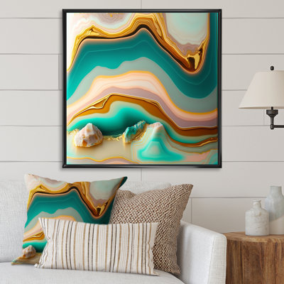 Art liquide, agate bleue turquoise sur toile