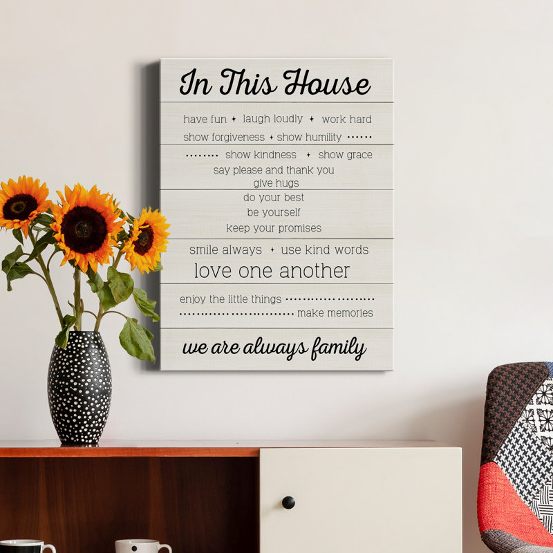 «In This House» par CAD Designs - reproduction d'art textuel sur toile tendue, H 40 po x l 30 po x P 1 po