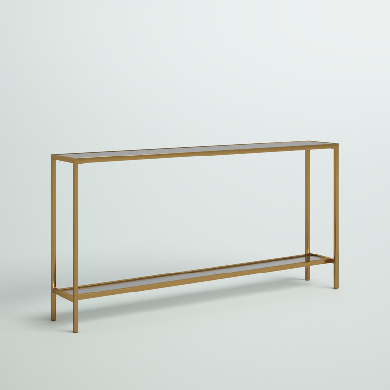 Imes 60" Mirrored Glass Top Console Table, Antiqued Gold