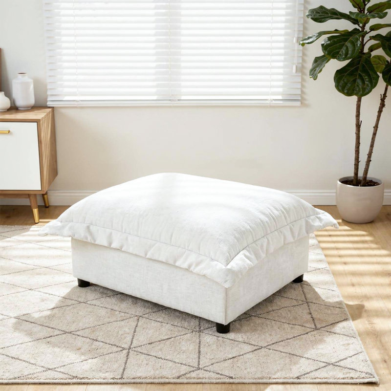 Repose-pieds rembourré moelleux avec repose-pieds Cloud, Beige