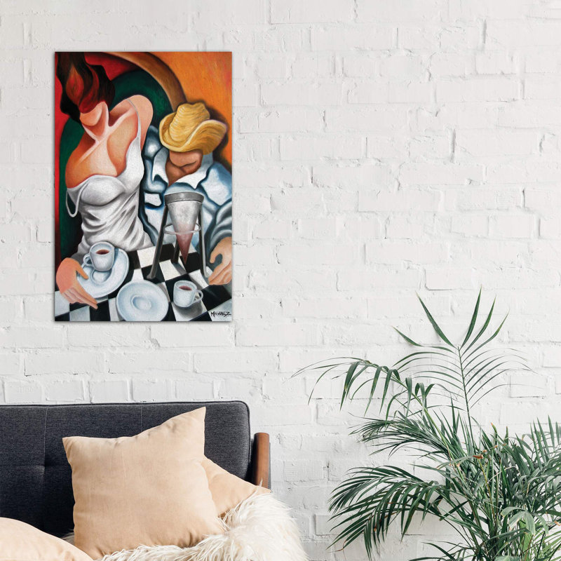 Coffee For Two - Painting on Canvas, No Frame, 101.6 cm H x 66.04 cm W x 3.175 cm D