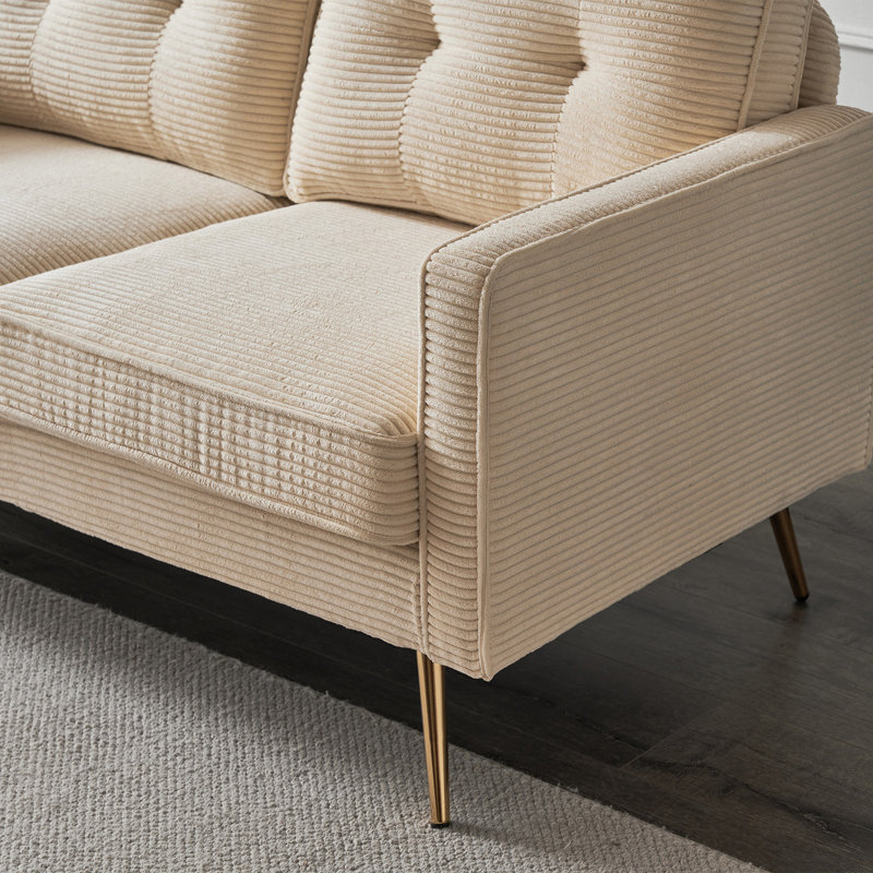 Balaton 56.7'' Upholstered Loveseat, Beige Corduroy