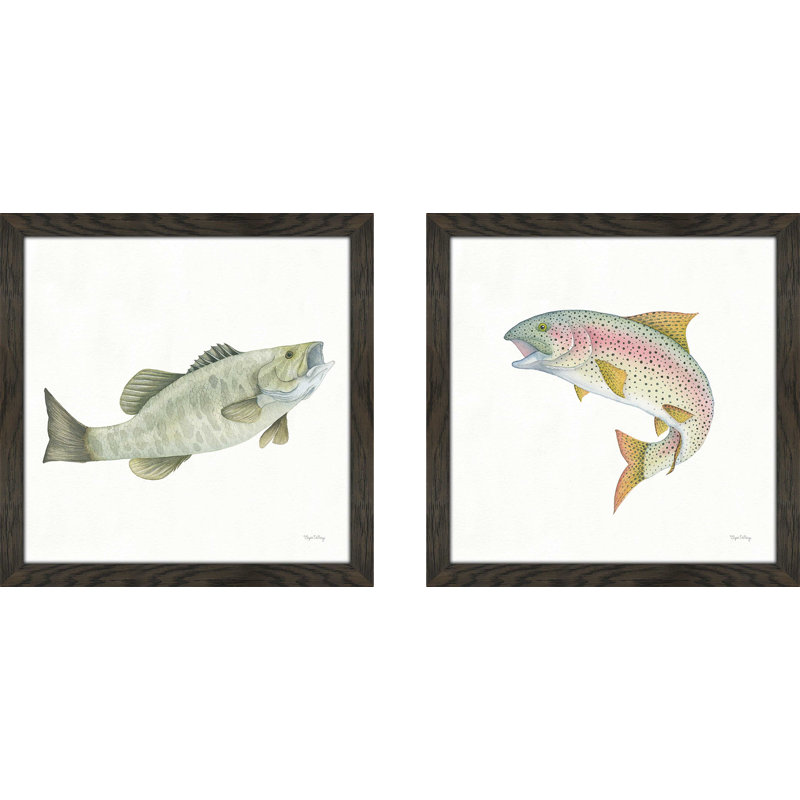 " Gone Fishin Small Mouth " 2 - Pieces, 16.5" H x 33" W, No Mat