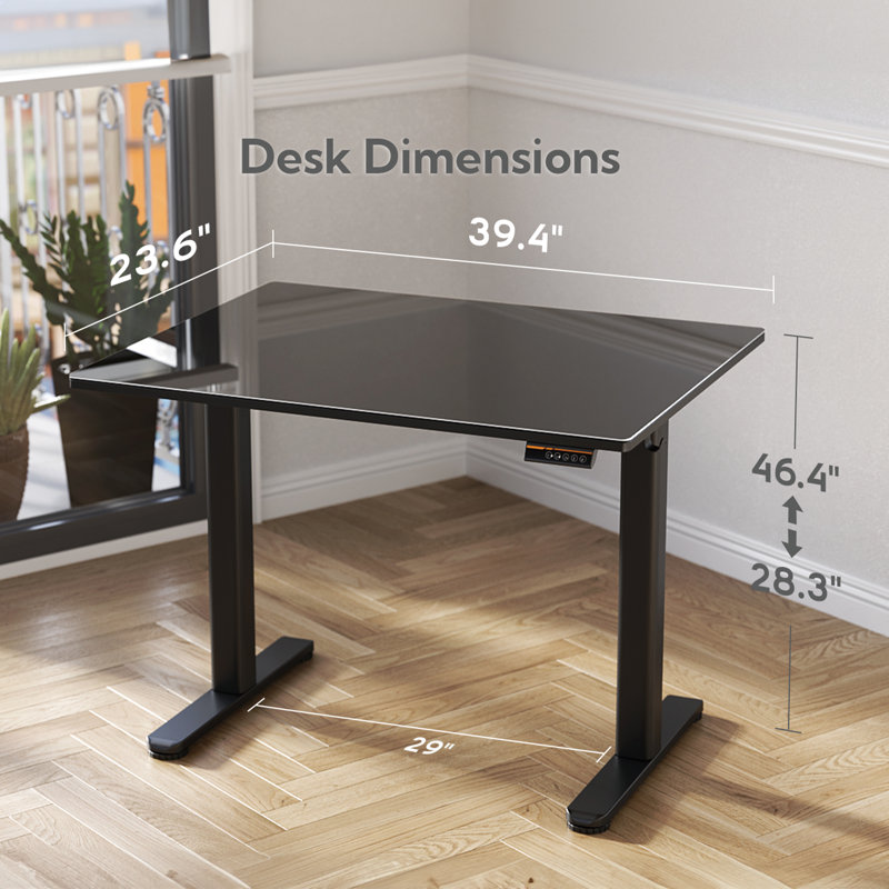 Bureau debout à hauteur ajustable Maysie, H 46,4 po x l 39,4 po x P 23,6 po, Noir