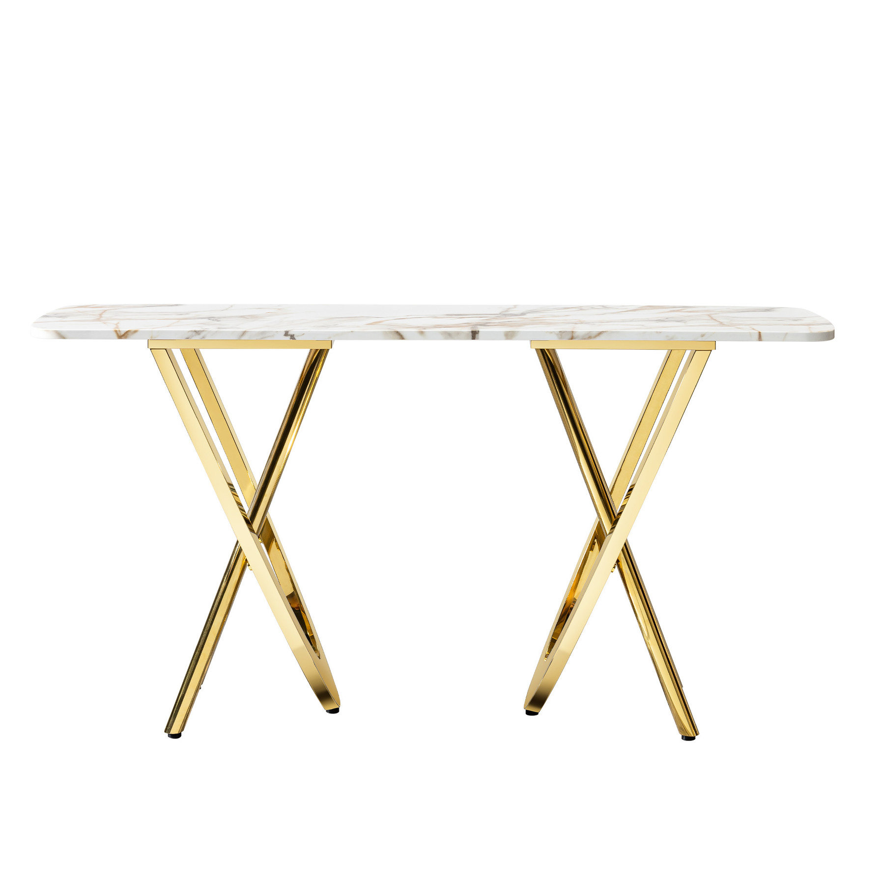 Everly Quinn Gold Stainless Steel Marble Console Table - Construction ...