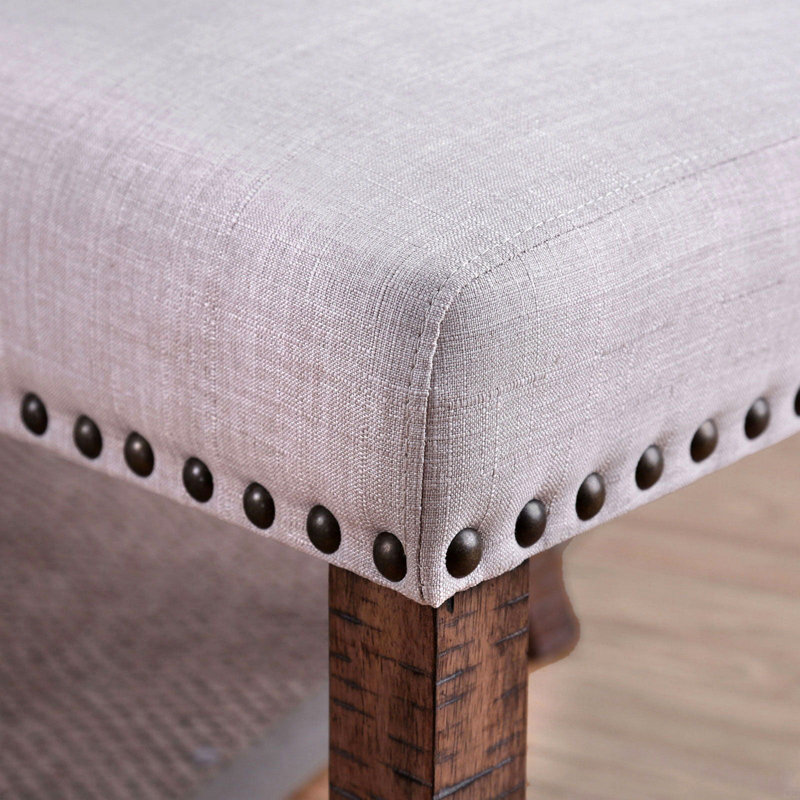 Fabric 2Pcs Side Chairs Tufted Wingback Design Solidwood Back Dining Chairs Furniture