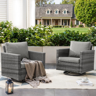 Naresa Wicker Swivel Glider Chairs With 4 Inch Olefin Cushions