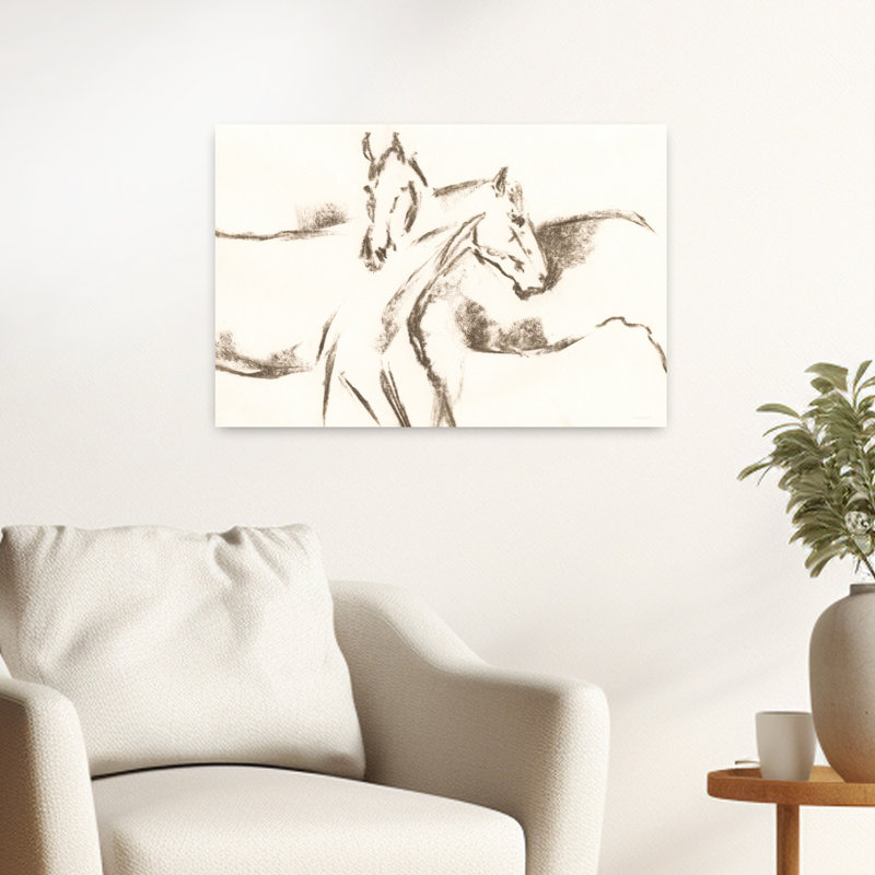 «Filly Friends», art cheval contemporain abstrait, H 24 po x l 16 po