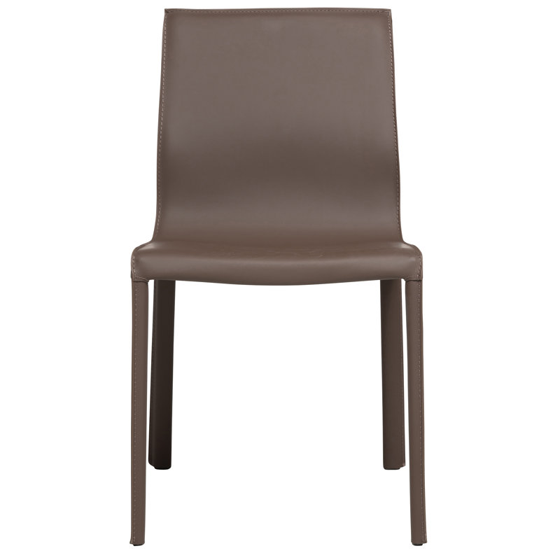 Chaise rembourrée en cuir Kupang, Vison