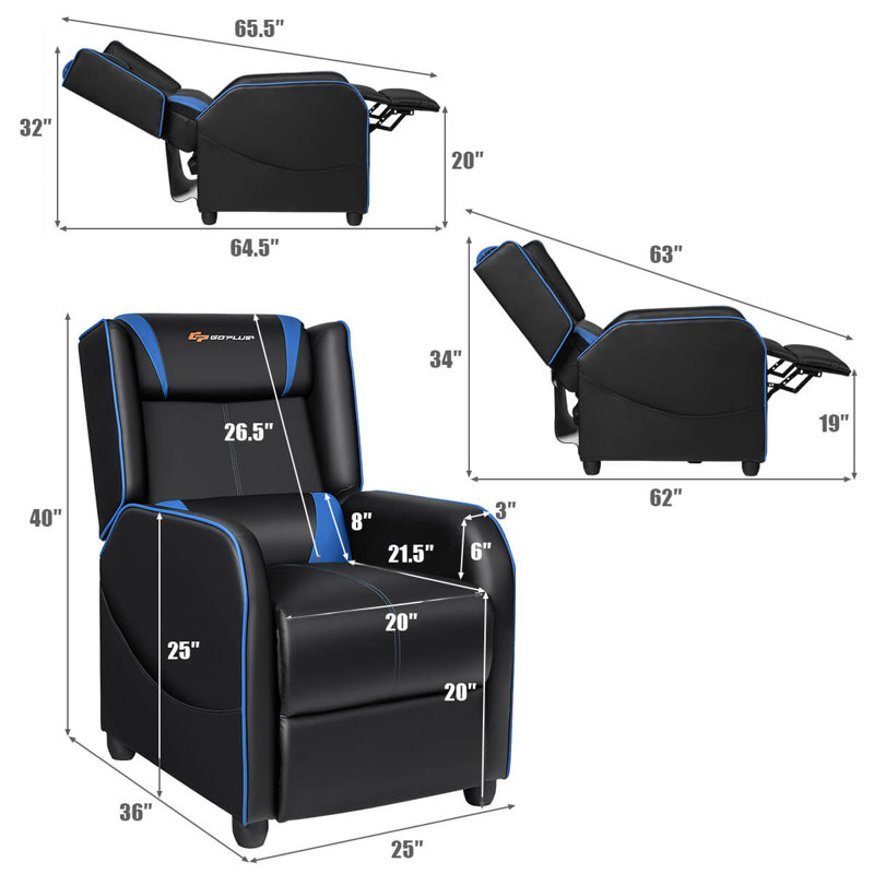 Fauteuil inclinable Massage, Bleu
