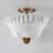 2-Light Ruffled Bowl Fabric Semi Flush Mount